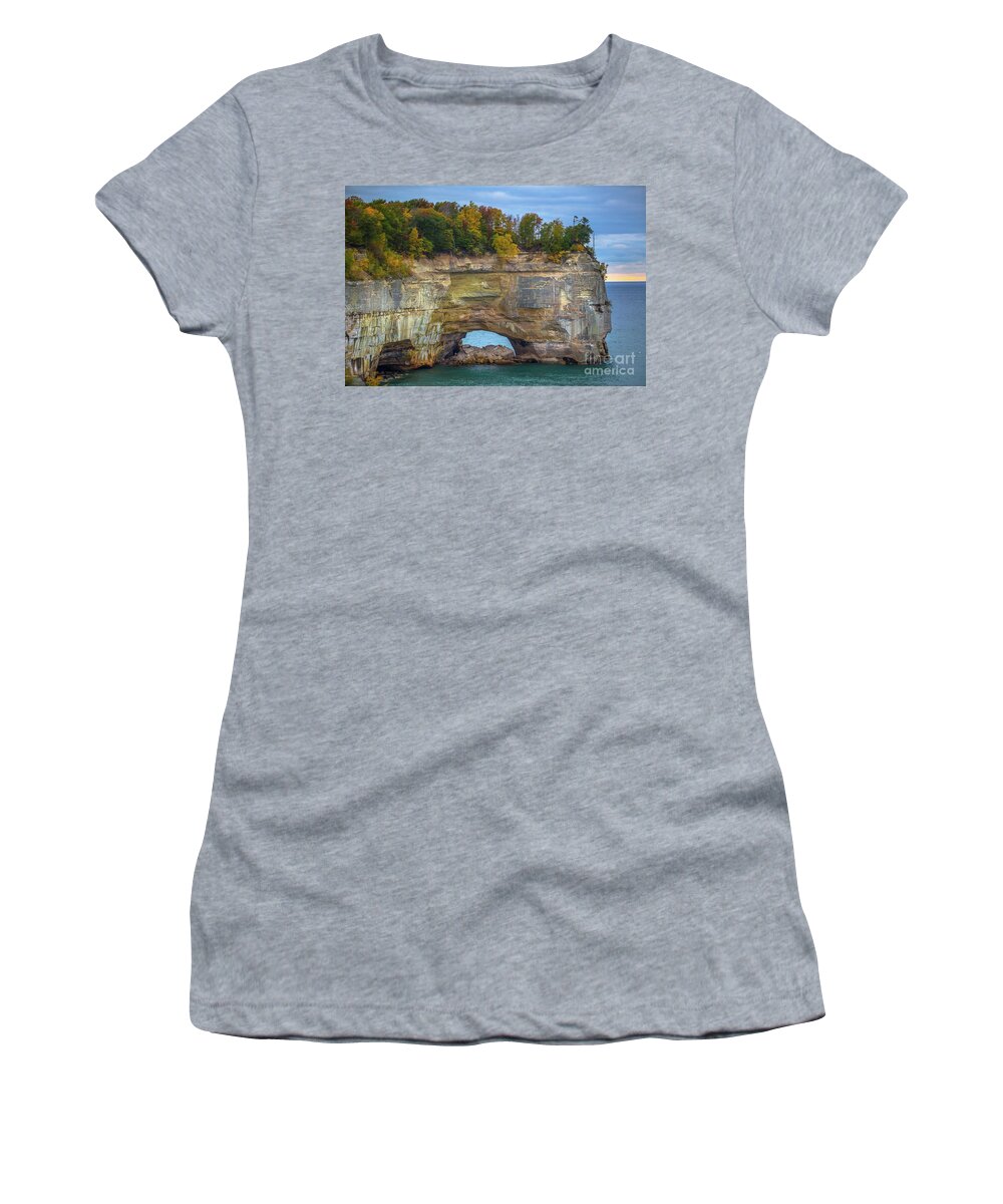 Pictured Rocks Women's T-Shirt featuring the photograph Pictured Rocks Grand Portal -5996 by Norris Seward