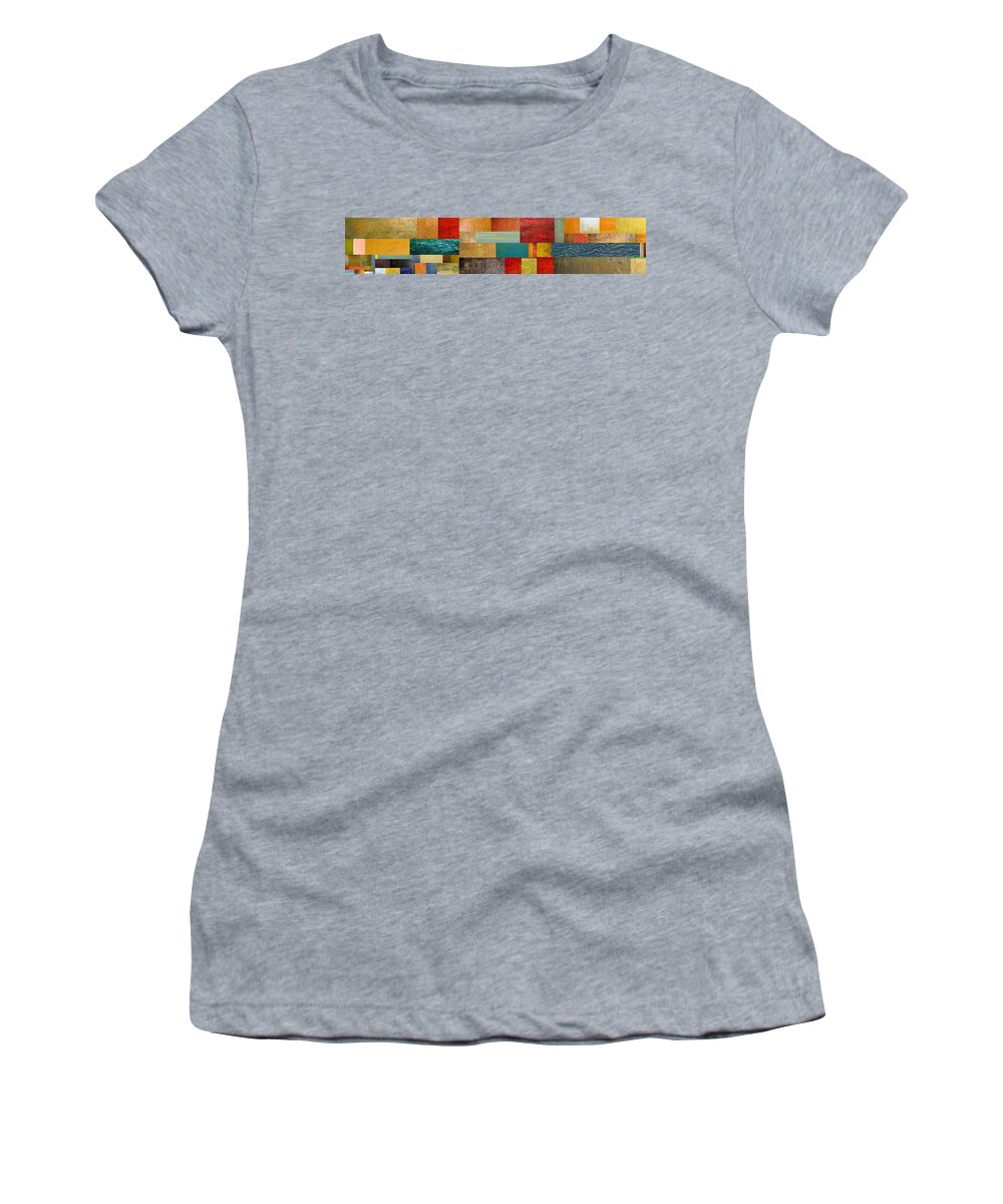 Skinny Women's T-Shirt featuring the painting Pieces Project V by Michelle Calkins