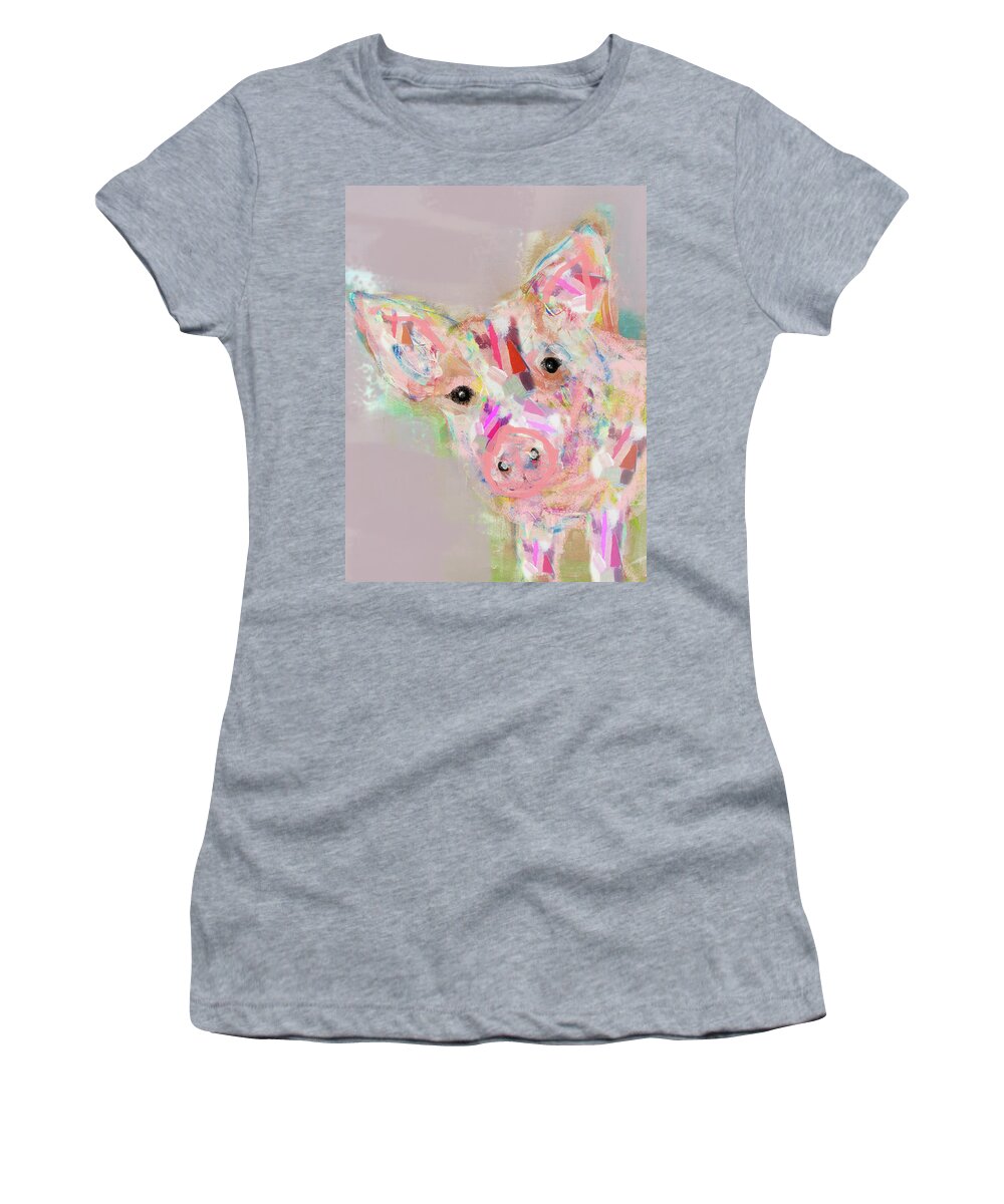 Pig Women's T-Shirt featuring the painting Pig by Claudia Schoen