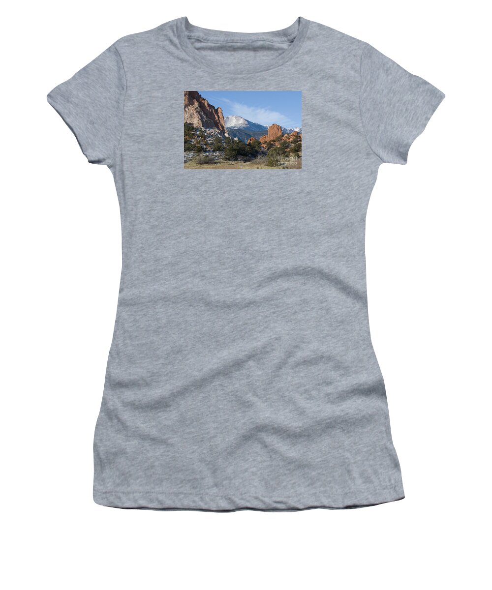 Pikes Peak Women's T-Shirt featuring the photograph Pikes Peak in the Garden Valley by Steven Krull