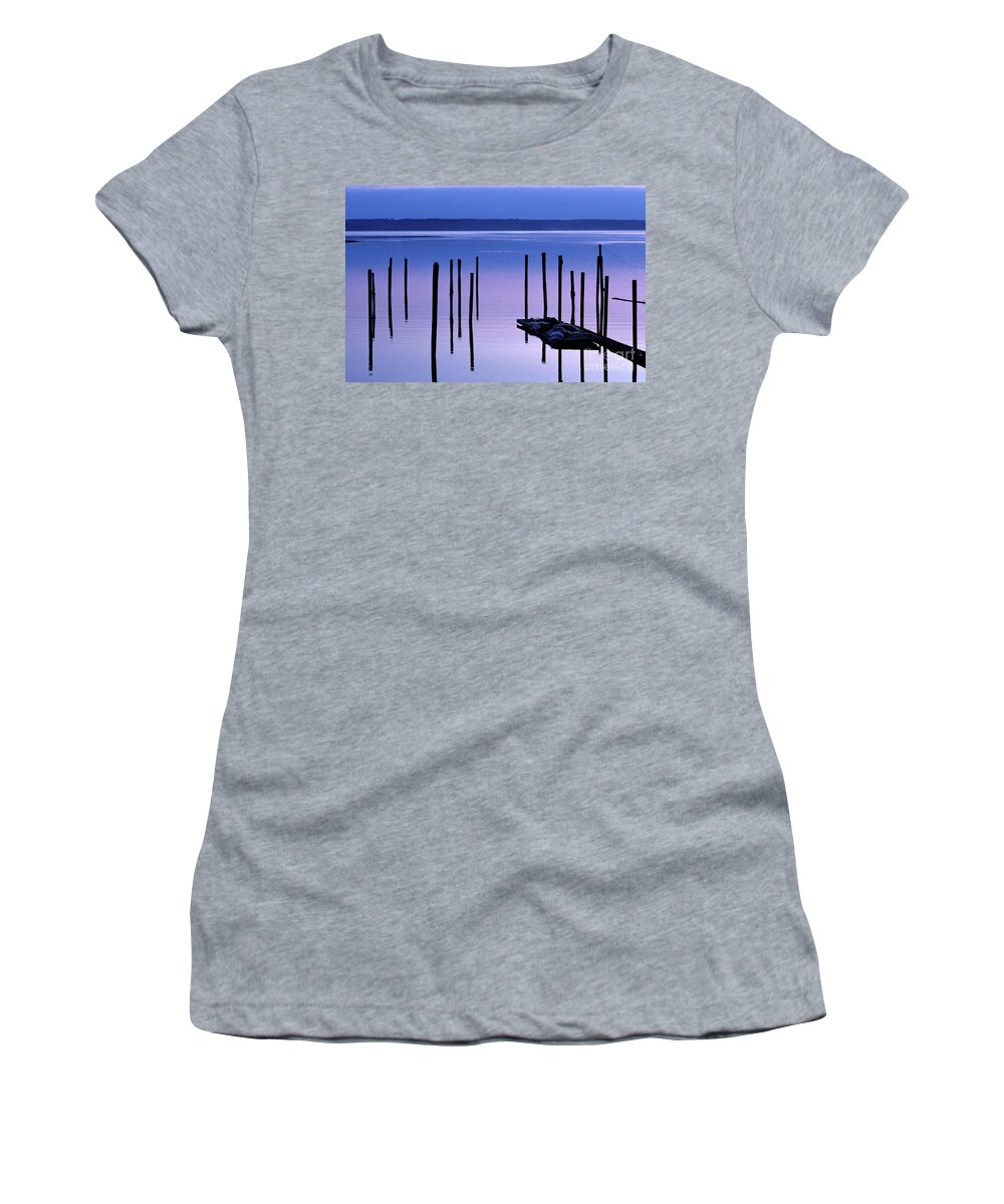 Bellingham Women's T-Shirt featuring the photograph Pilings in Puget Sound by Jim Corwin