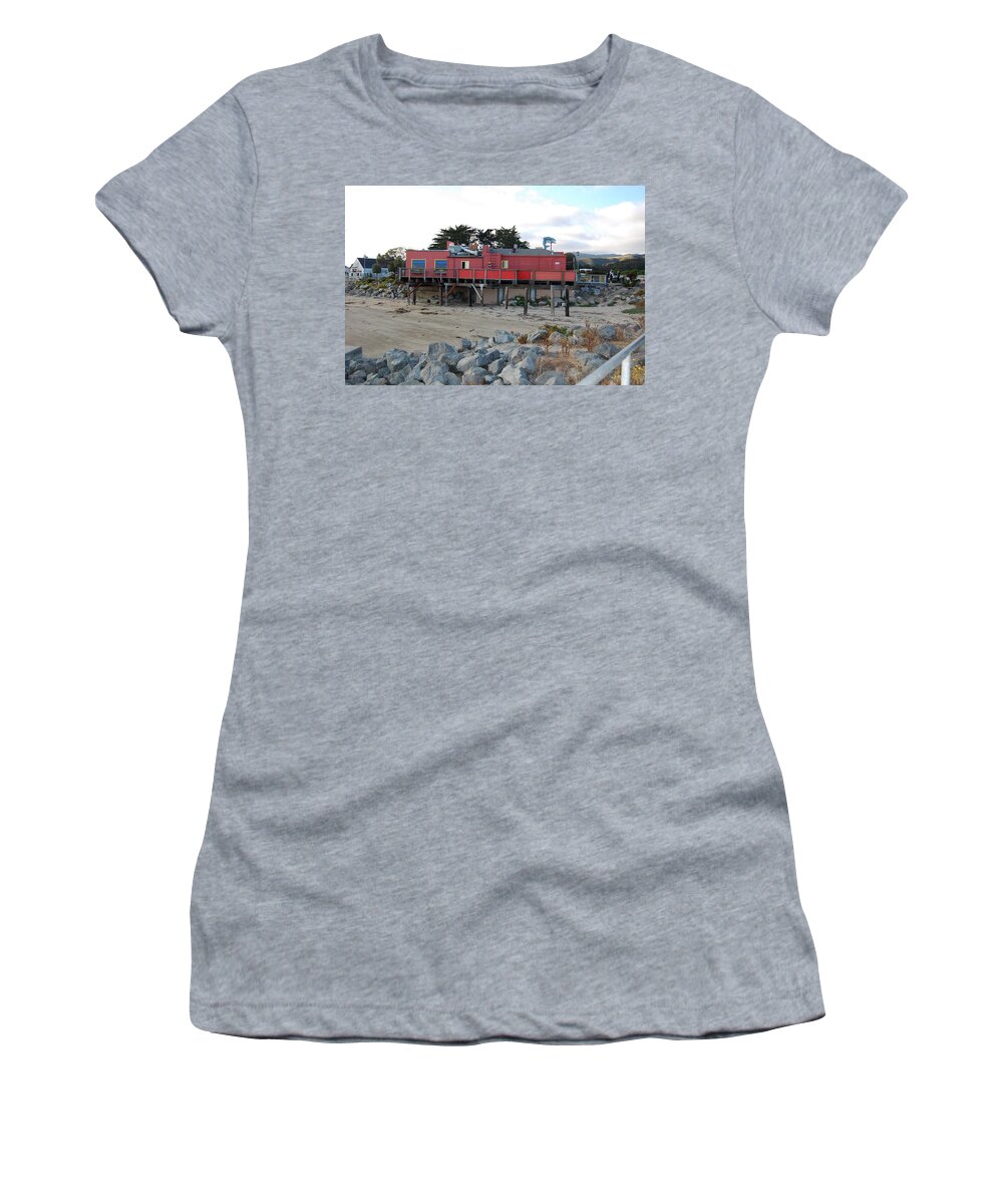 Pillar Point Harbor Women's T-Shirt featuring the photograph Pillar Point Harbor Beach by Carolyn Donnell