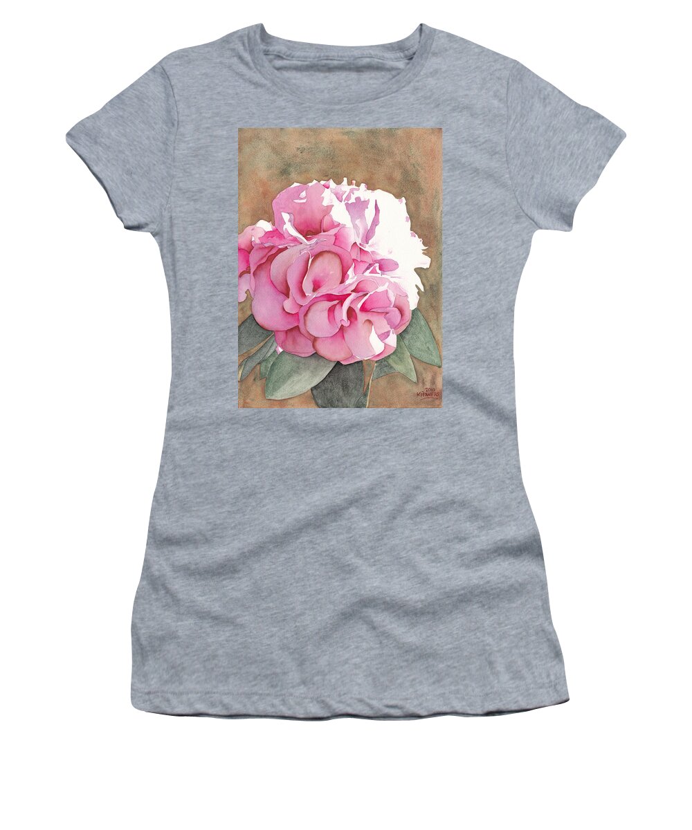 Pink Women's T-Shirt featuring the painting Pink Azalea by Ken Powers