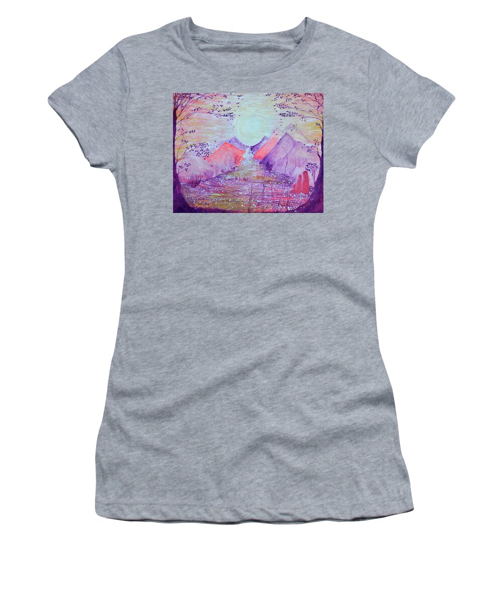  Women's T-Shirt featuring the painting Pink Dreams by Ashleigh Dyan Bayer