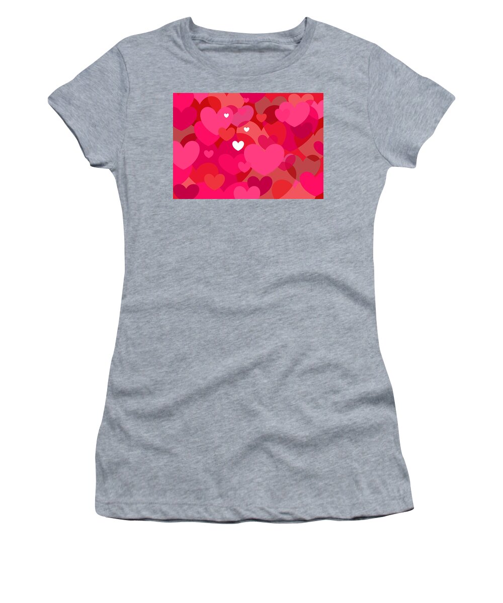 Pink Hearts Women's T-Shirt featuring the digital art Pink Hearts by Val Arie