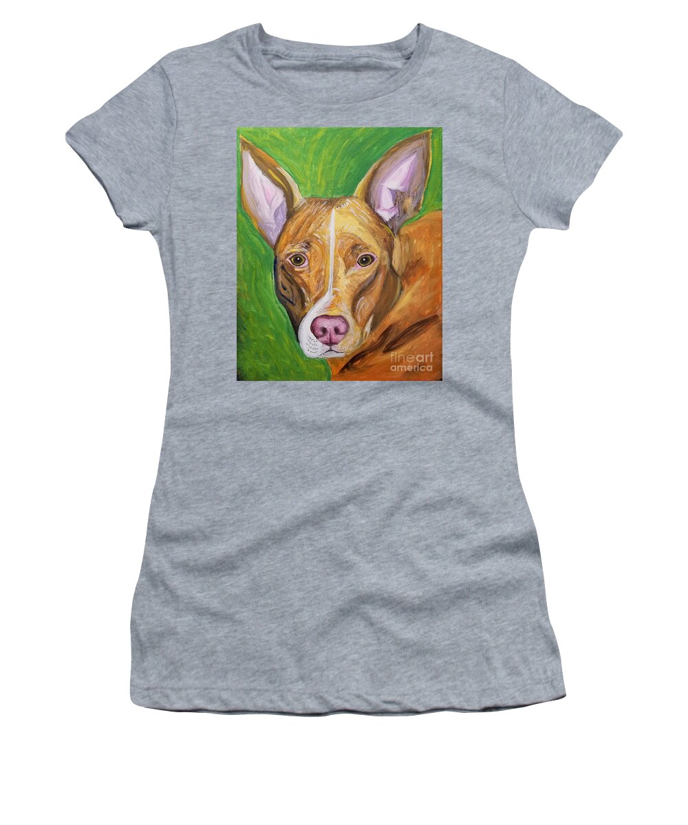 Dog Women's T-Shirt featuring the painting Pink Nose by Ania M Milo