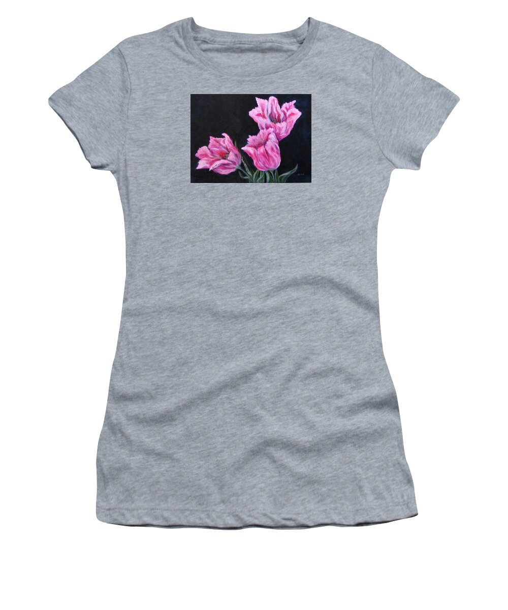 Flowers Women's T-Shirt featuring the painting Pink Tulips by Barbara O'Toole