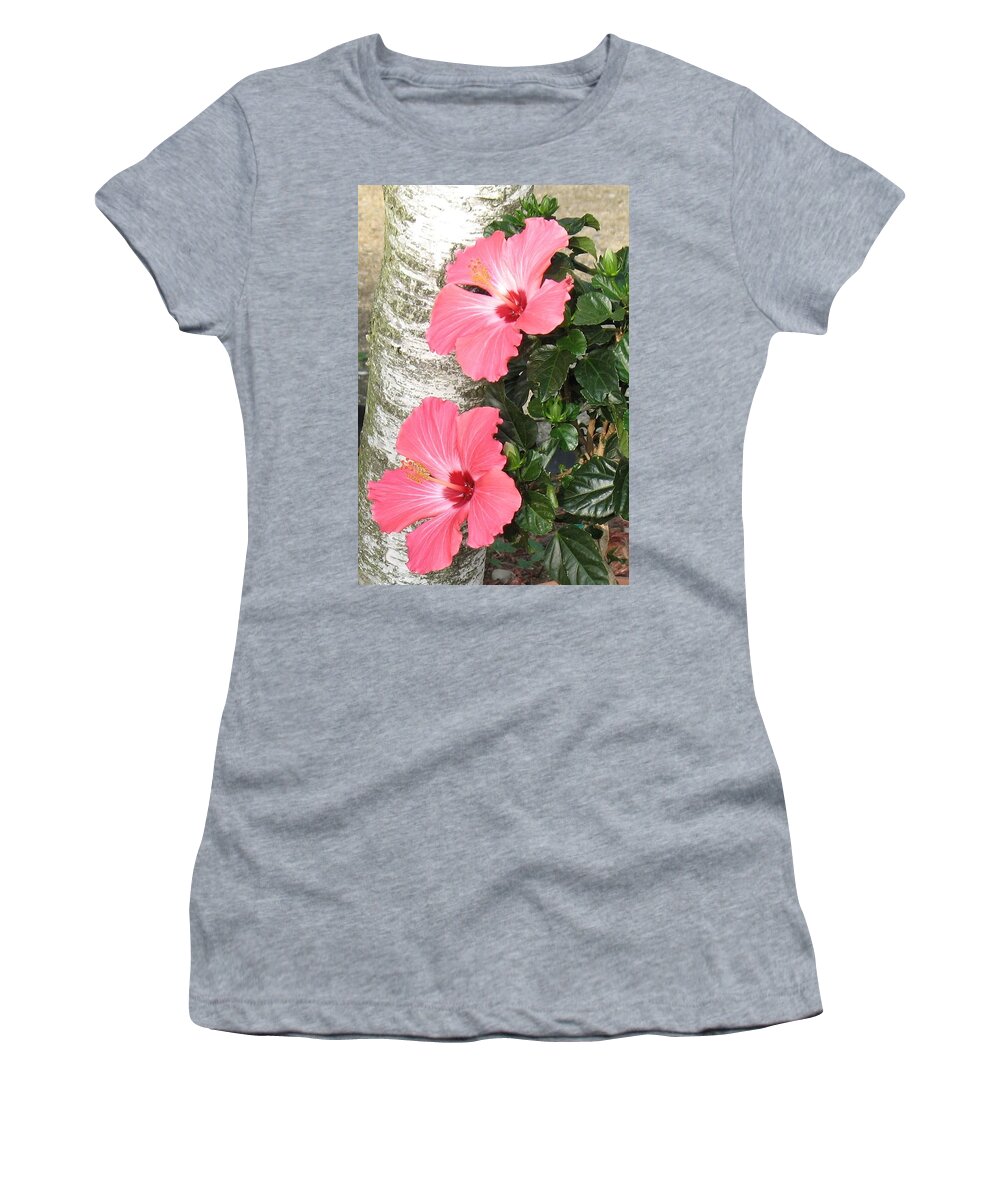 Flowers Women's T-Shirt featuring the photograph Pink Twins by Ed Smith