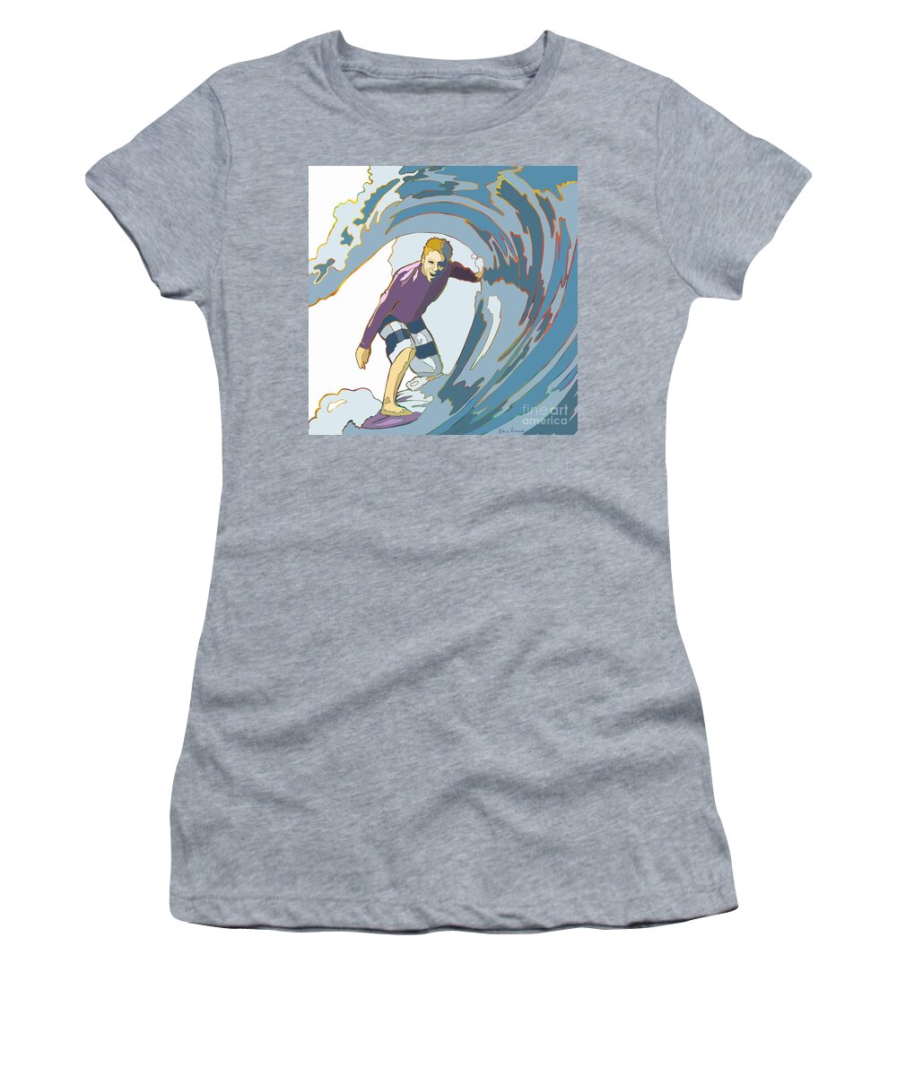 Surfing Women's T-Shirt featuring the painting Pipe Dreams by Robin Wiesneth