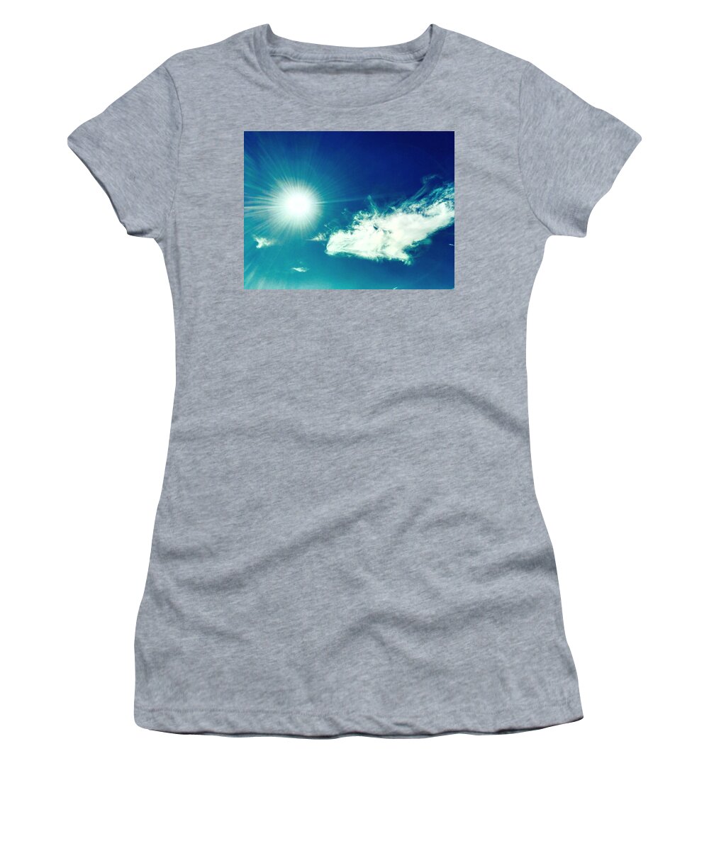 Konza Prairie Women's T-Shirt featuring the photograph Platinum Rays and Angelic Cloud Bless the Prairie by Michael Oceanofwisdom Bidwell