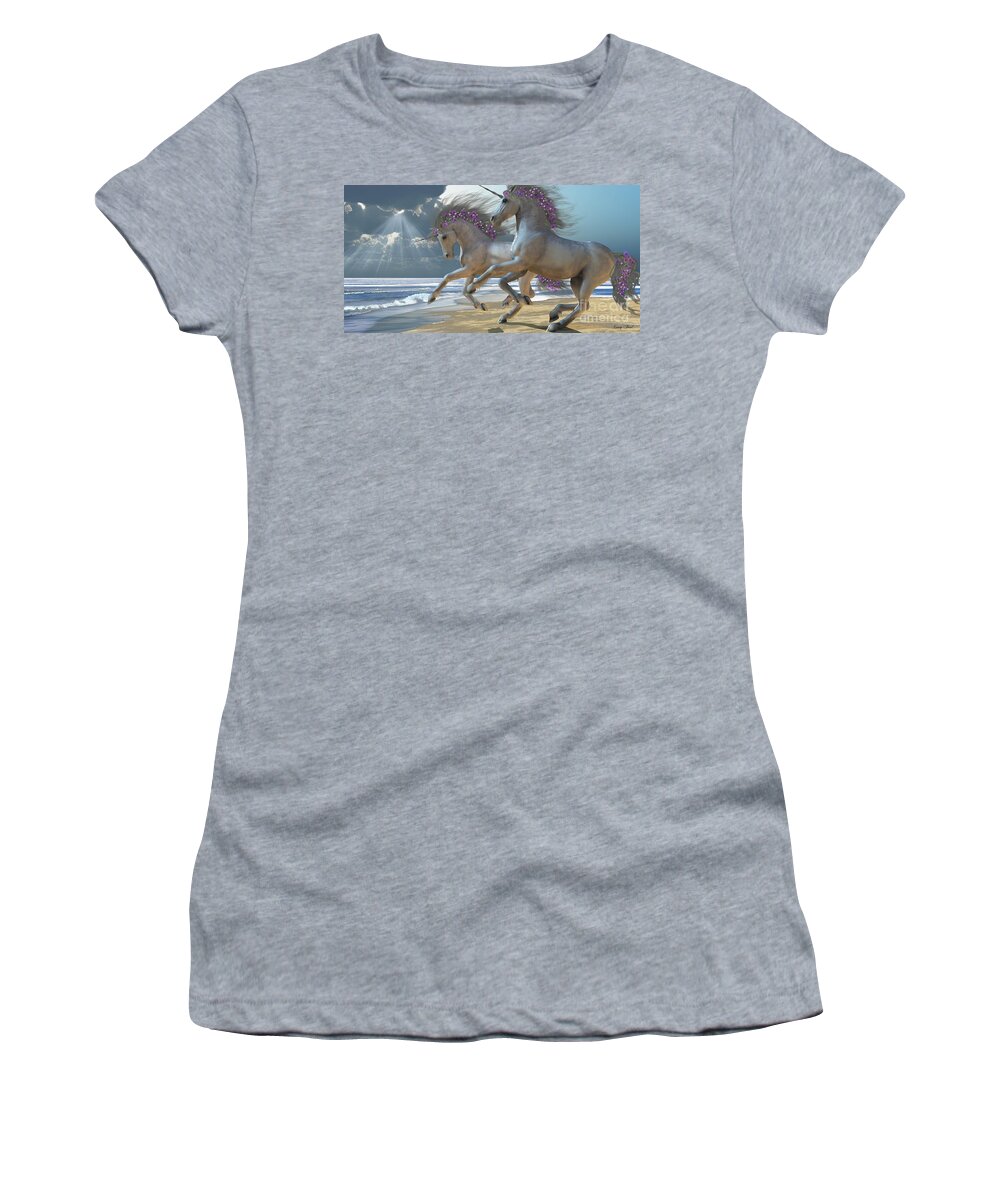 Unicorn Women's T-Shirt featuring the painting Playing Unicorns Part 2 by Corey Ford