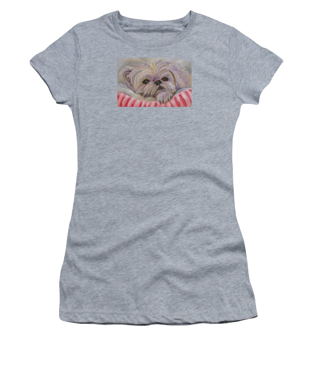 Dog Women's T-Shirt featuring the painting Please let me Sleep by Barbara O'Toole