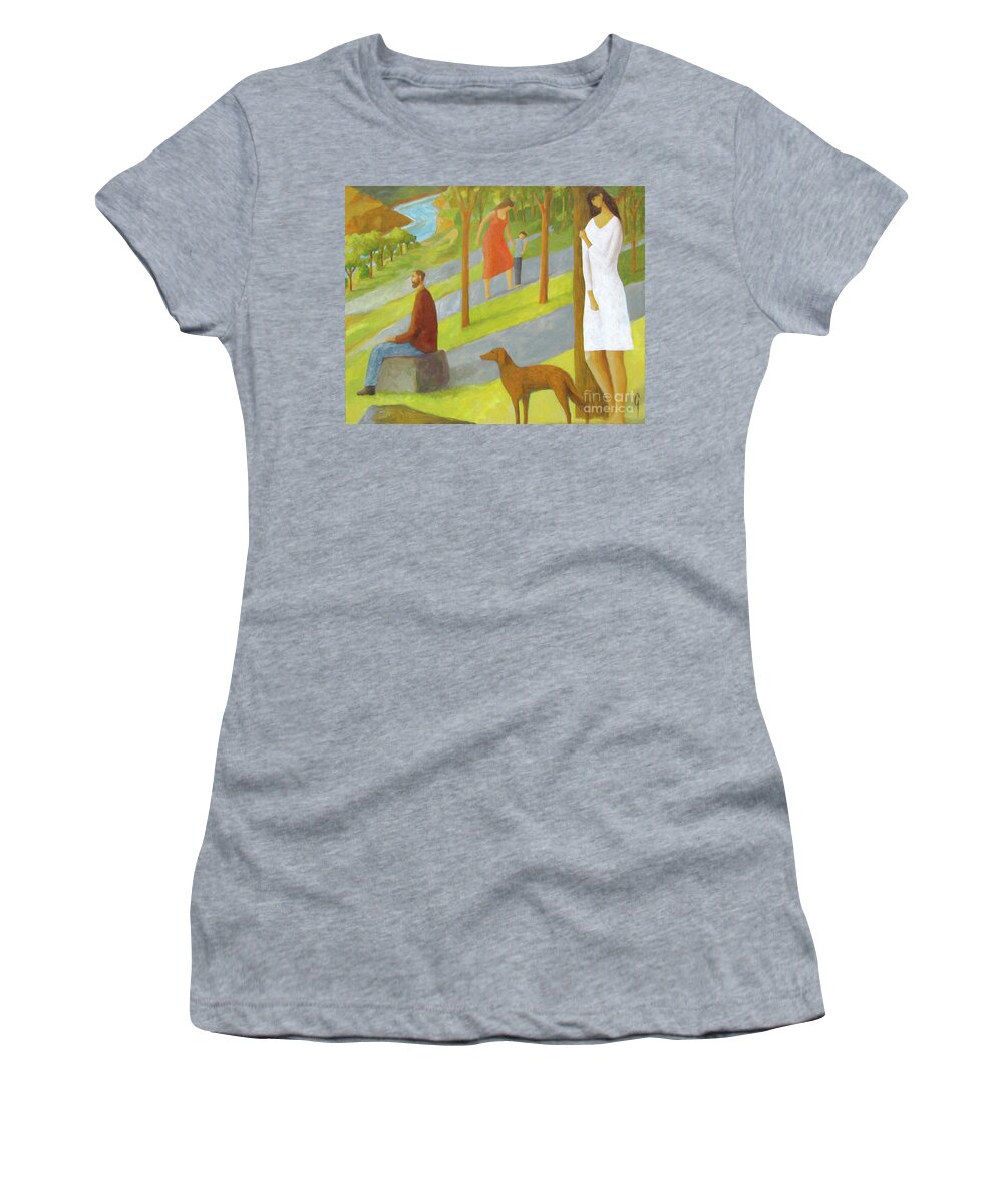 Hill Women's T-Shirt featuring the painting Poets Hill by Glenn Quist