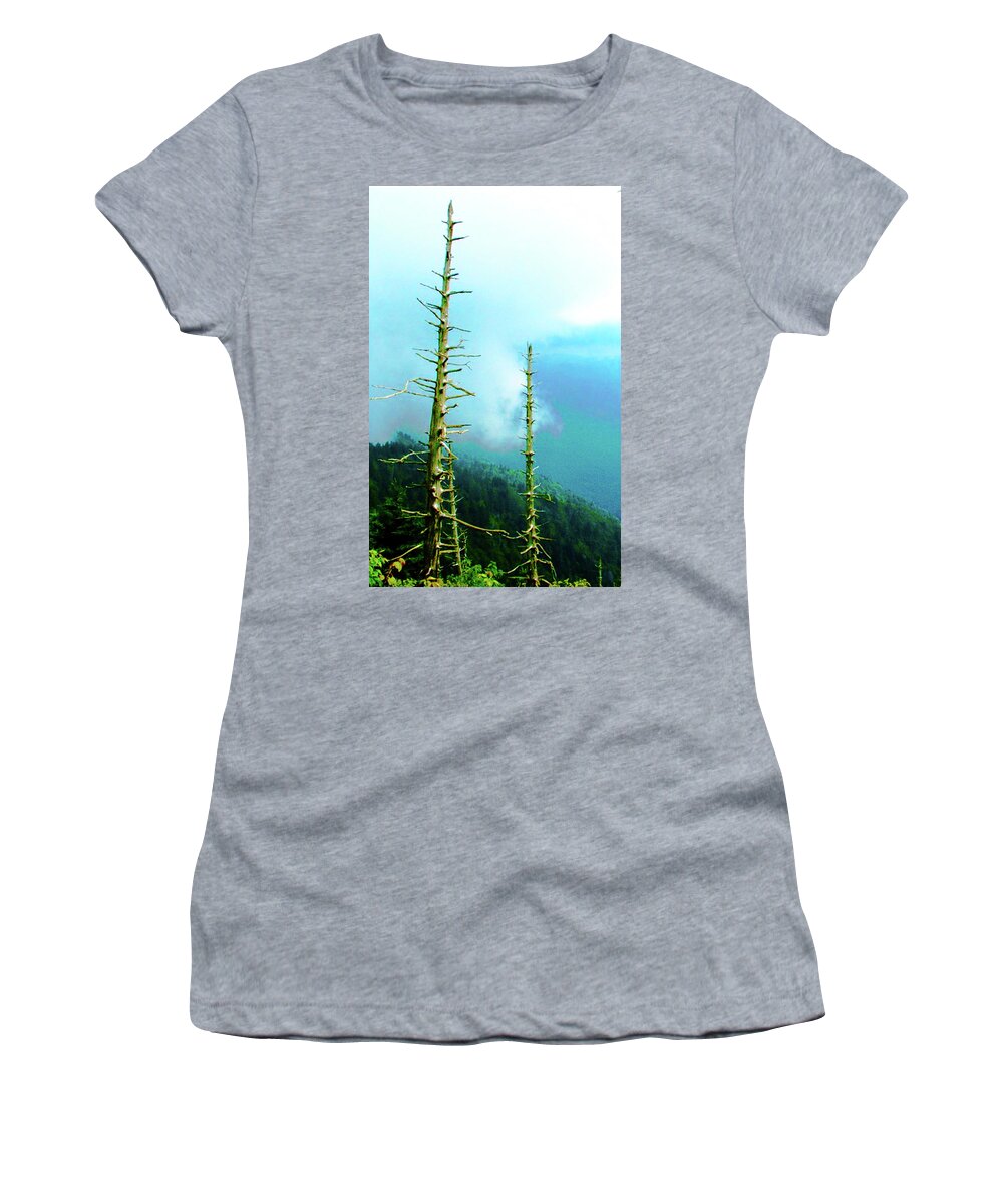 Smokey Mountains Women's T-Shirt featuring the photograph Pokey Mountain Pines by Rod Whyte