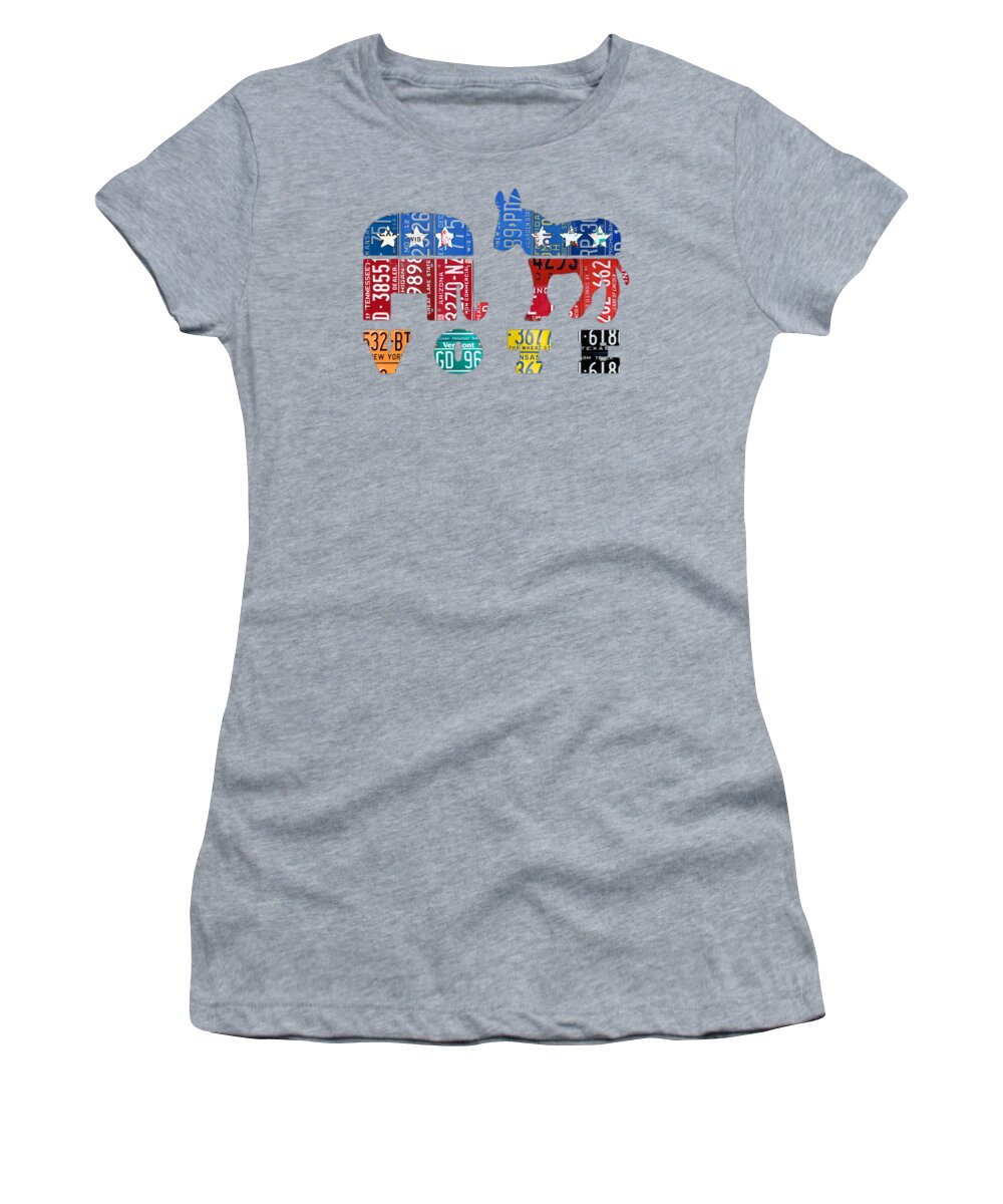 Political Party Election Vote Republican vs Democrat Vintage Patriotic License Plate Art Women's T-Shirt by Design Turnpike - Fine Art America