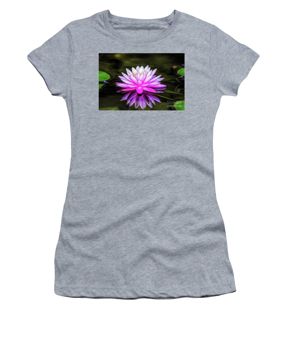 Tropical Women's T-Shirt featuring the digital art Pond Water Lily by Ed Taylor