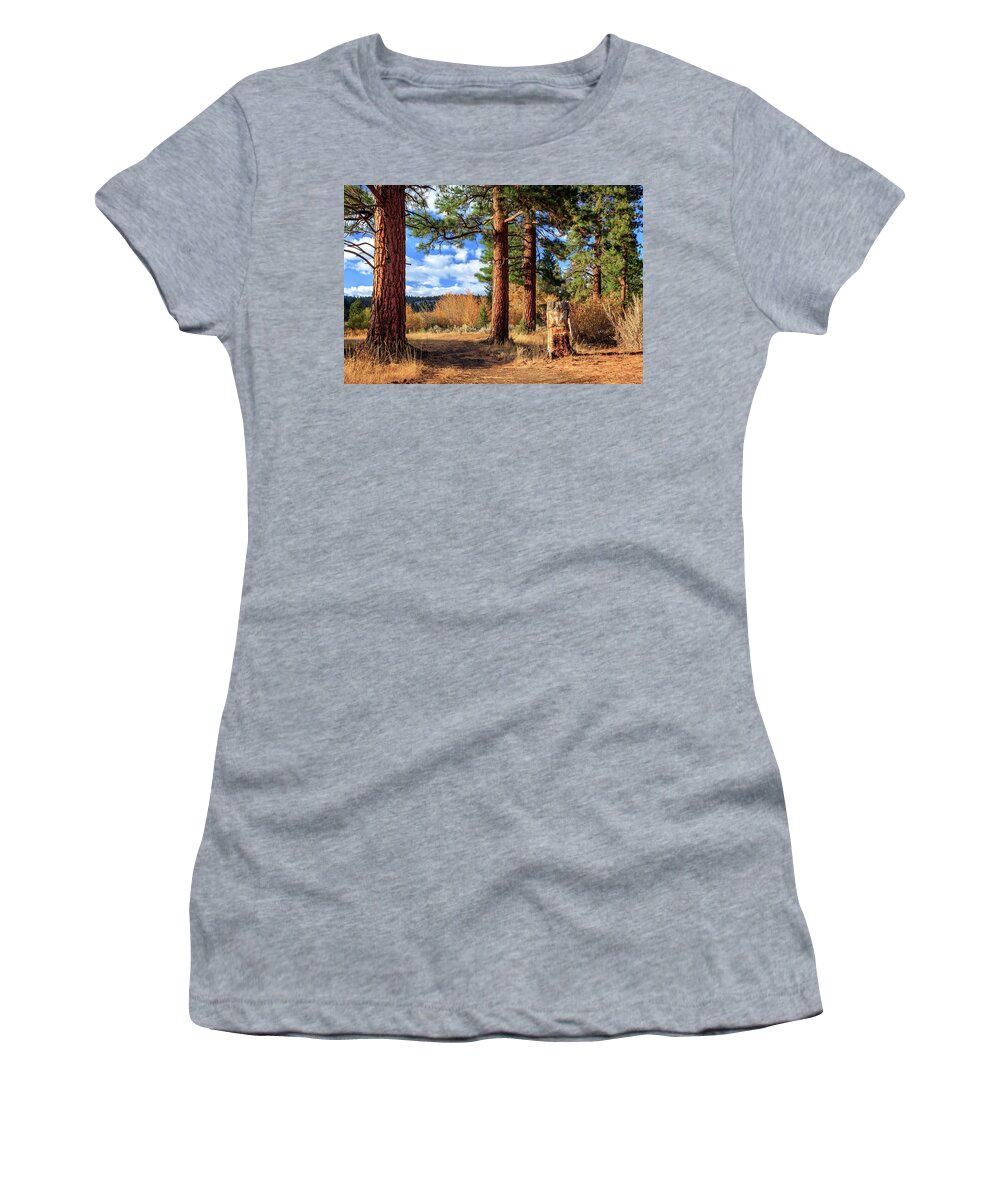 Ponderosa Women's T-Shirt featuring the photograph Ponderosa Path by James Eddy