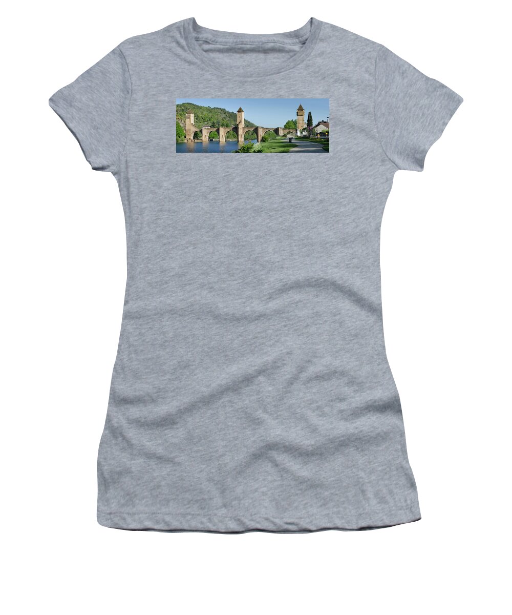 France Women's T-Shirt featuring the photograph Pont Valentre in Cahors by RicardMN Photography