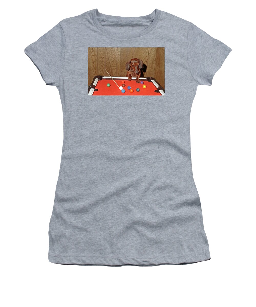 Dog Women's T-Shirt featuring the photograph Pool Playing Dog by Ted Keller