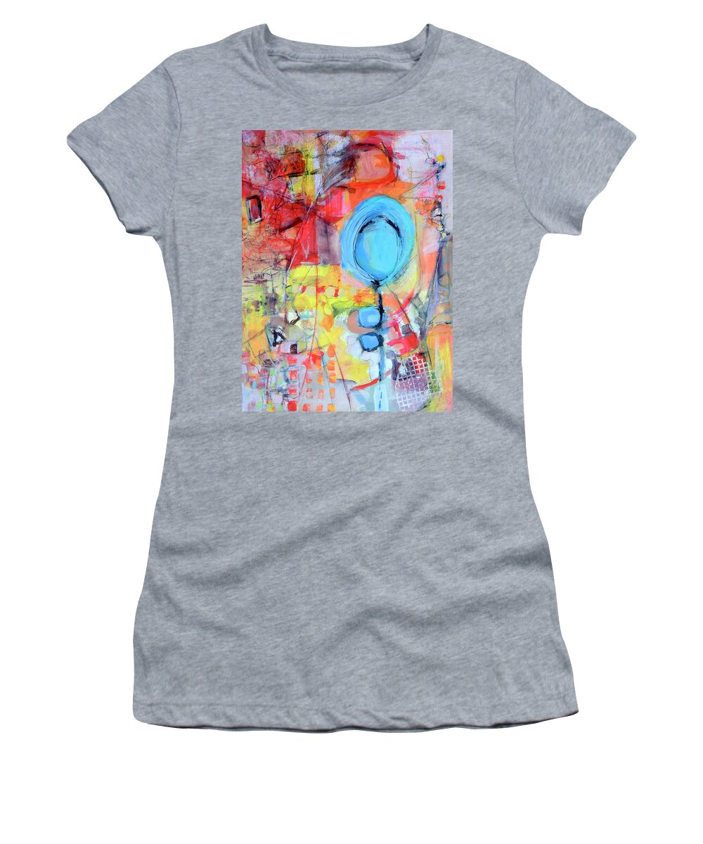 Schiros Women's T-Shirt featuring the painting Pools of Calm by Mary Schiros