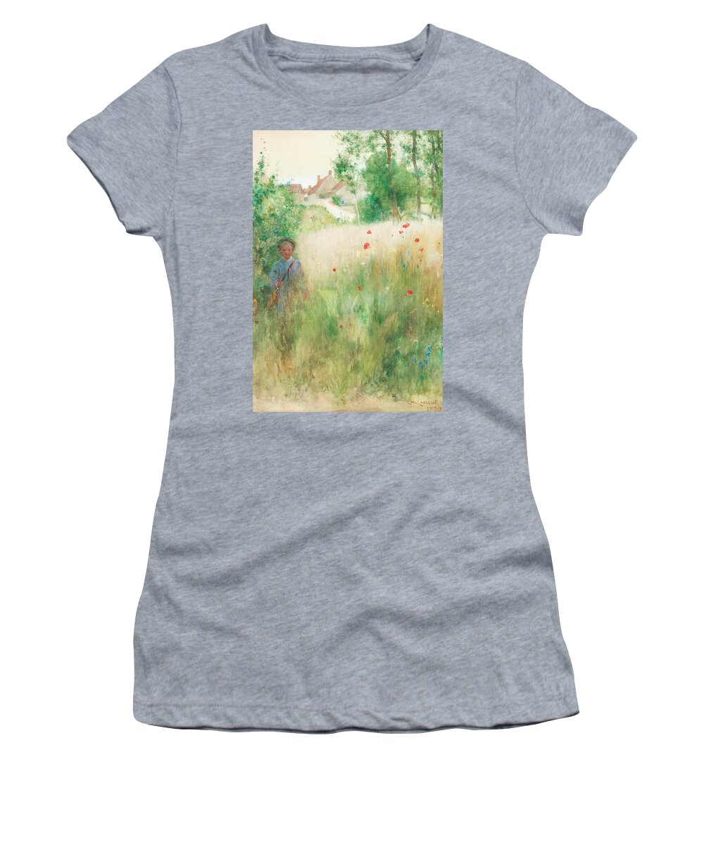 19th Century Art Women's T-Shirt featuring the painting Poppies by Carl Larsson