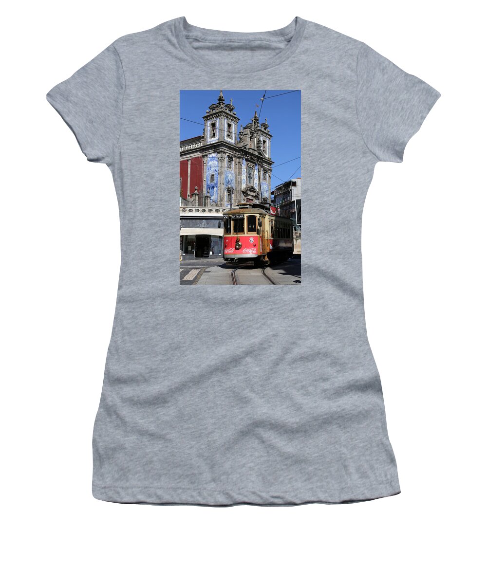 Porto Trolley Women's T-Shirt featuring the photograph Porto Trolley 1 by Andrew Fare