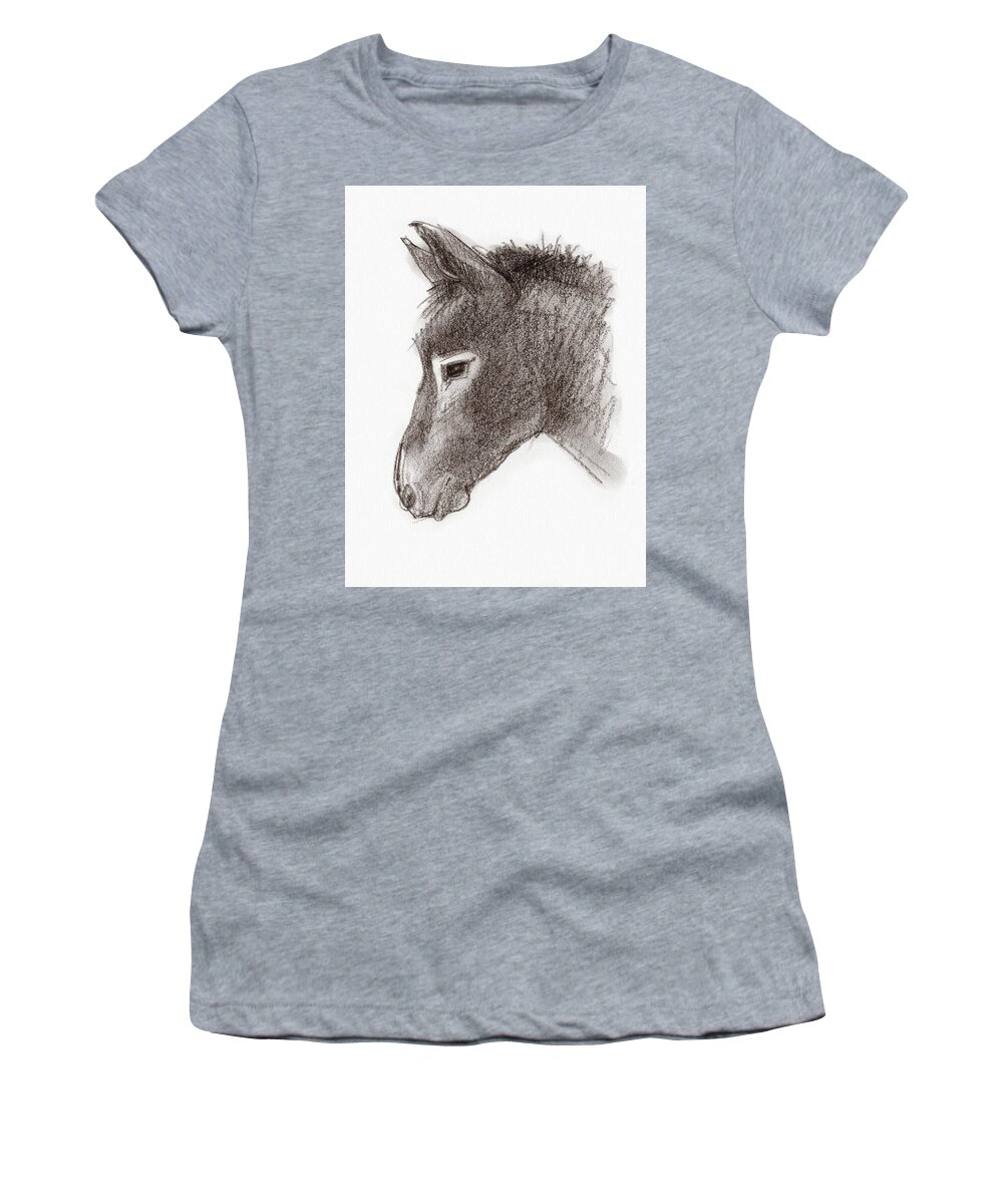 Animal Women's T-Shirt featuring the drawing Portrait of a Mule by Judith Kunzle