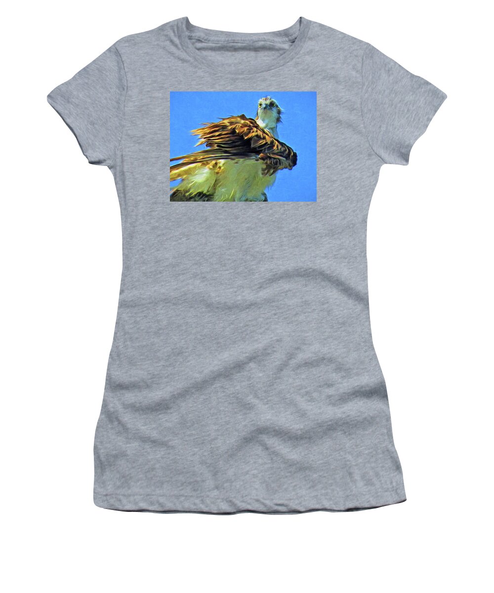 Osprey Women's T-Shirt featuring the painting Mama Osprey in her Sunday best by A H Kuusela
