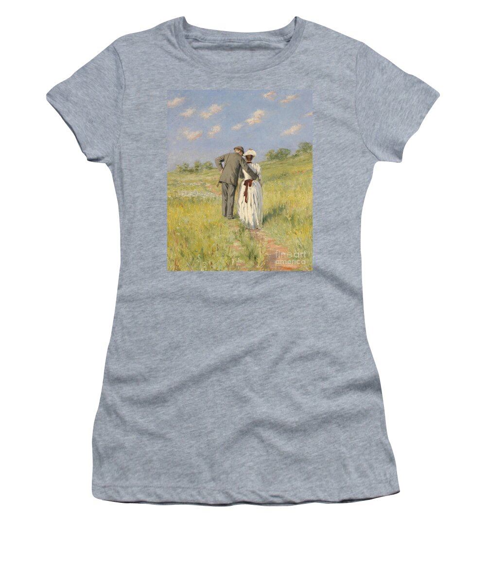 American Women's T-Shirt featuring the painting Portrait of Captain William Holmes and Mary Shafter McKitterick by American School