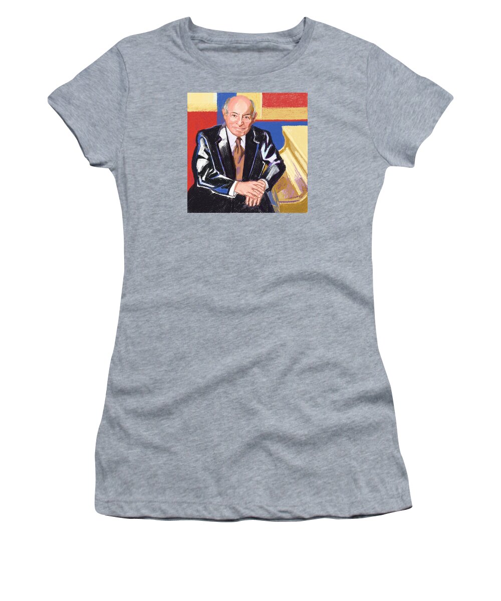 Newport Jazz Festival Founder Women's T-Shirt featuring the digital art Portrait of George Wein American Jazz Promoter by Suzanne Giuriati Cerny