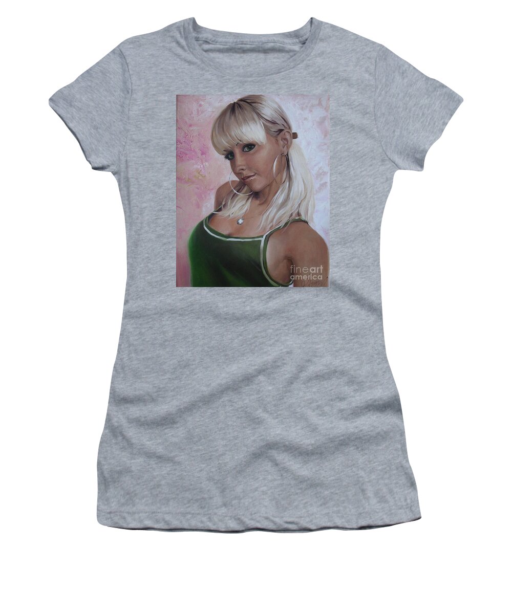 Ignatenko Women's T-Shirt featuring the painting Portrait of young lady3 by Sergey Ignatenko