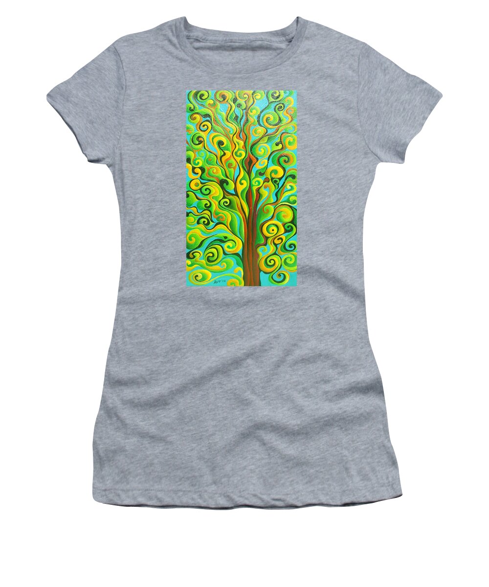 Tree Women's T-Shirt featuring the painting Positronic Spirit Tree by Amy Ferrari
