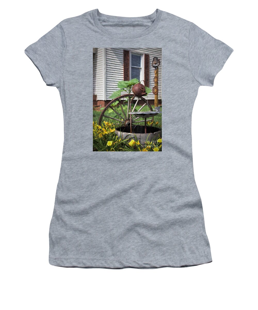 Fountain Women's T-Shirt featuring the photograph Pouring Out the Past by Benanne Stiens
