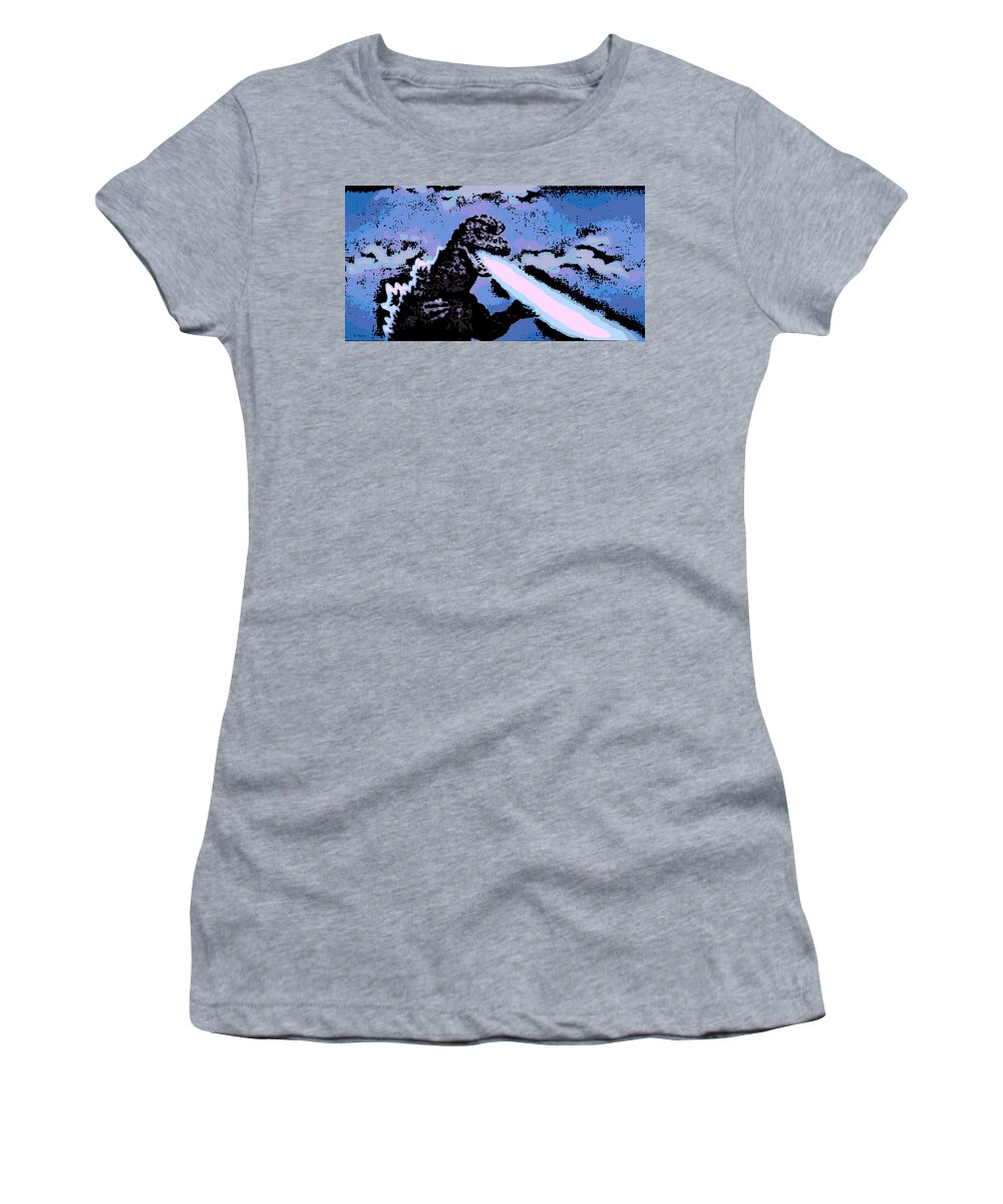 Godzilla Women's T-Shirt featuring the photograph Power Blast by George Pedro