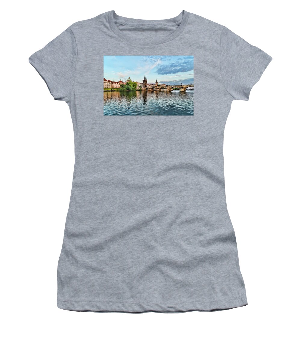 Central Europe Women's T-Shirt featuring the photograph Prague From the River by Sharon Popek