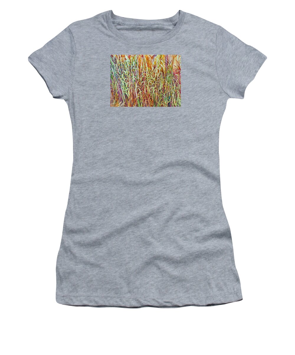 Prairie Women's T-Shirt featuring the painting Prairie Grasses by Helen Klebesadel