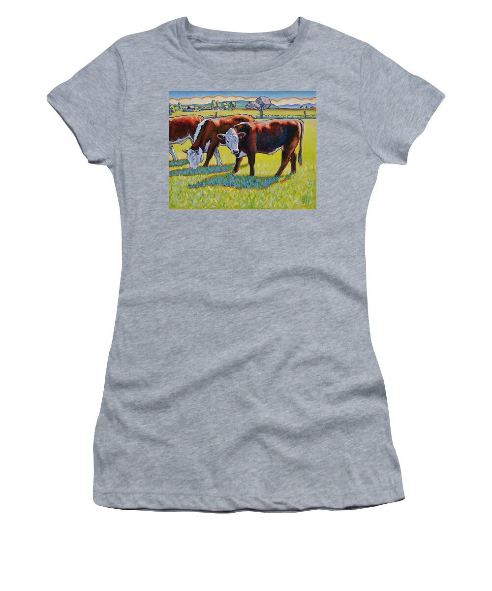 Stacey Neumiller Women's T-Shirt featuring the painting Prairie Lunch by Stacey Neumiller