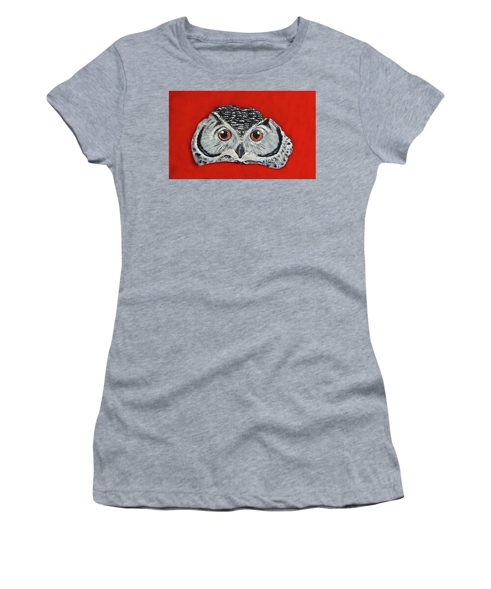 Owl Women's T-Shirt featuring the photograph Precocious Owl #3 by Jeff Cooper