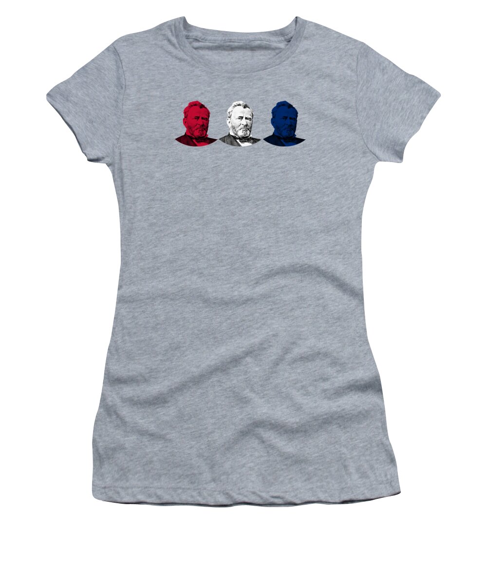 Us Grant Women's T-Shirt featuring the digital art President Grant Red White and Blue by War Is Hell Store