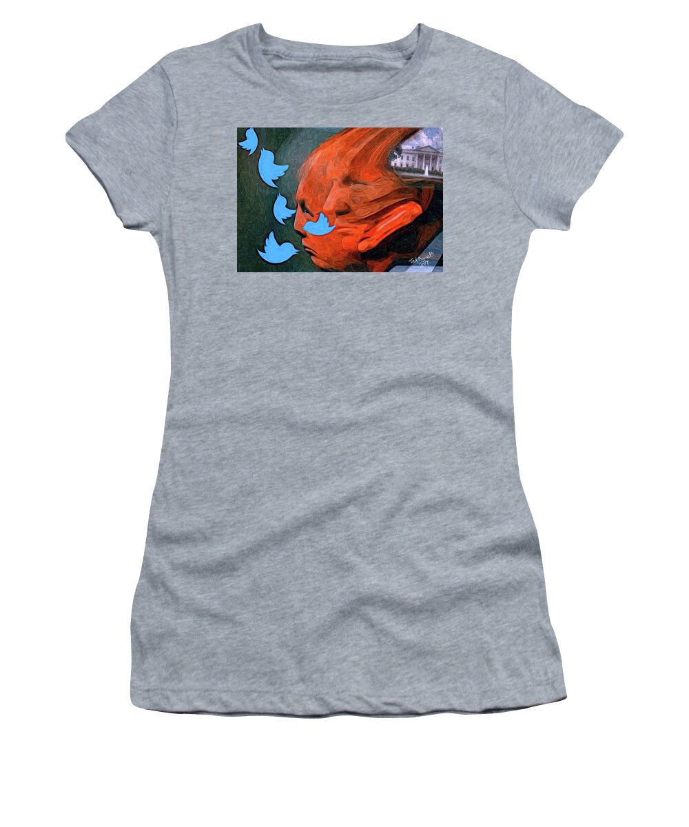 Painting Women's T-Shirt featuring the digital art President of Twitter by Ted Azriel