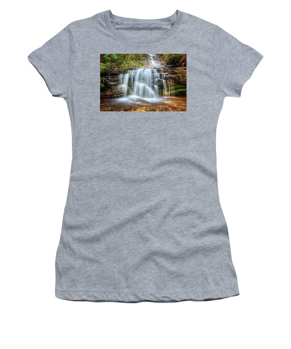 Appalachia Women's T-Shirt featuring the photograph Pretty Panther Falls by Debra and Dave Vanderlaan