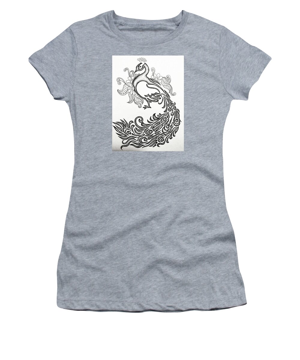 Peacock Women's T-Shirt featuring the photograph Pretty Peacock by Krys Whitney