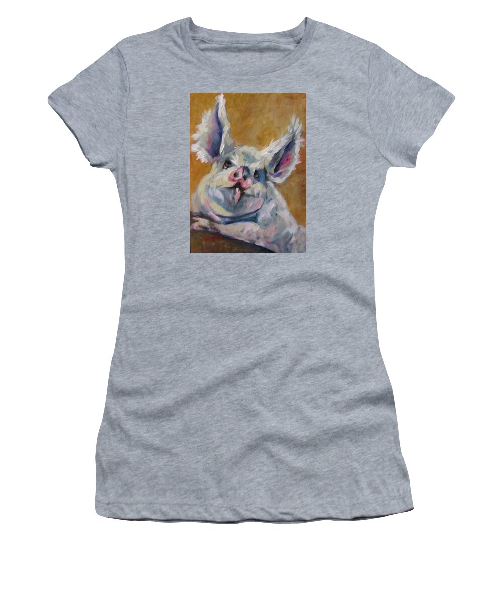 Pigs Women's T-Shirt featuring the painting Pretty Petunia by Barbara O'Toole