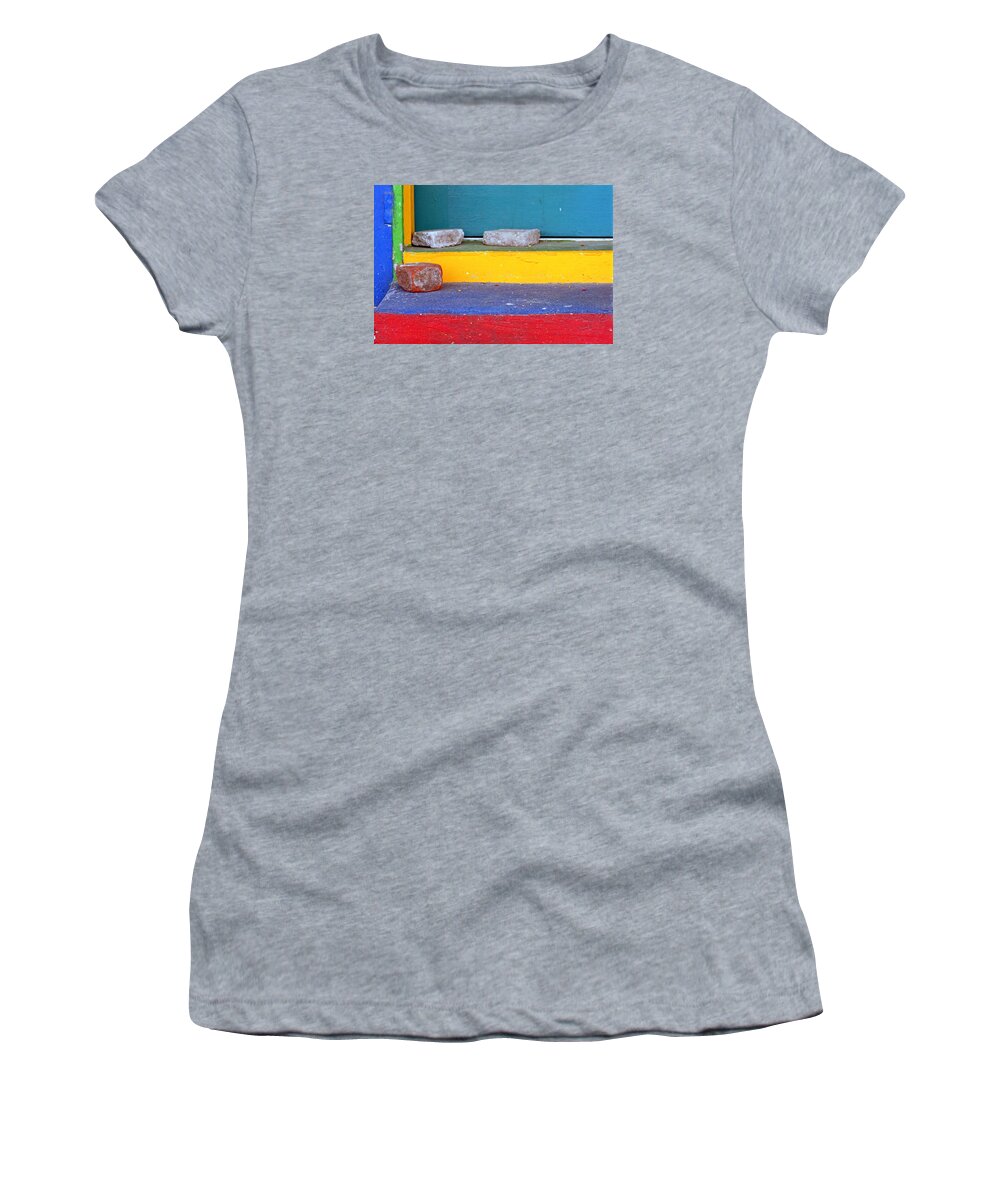 Red Women's T-Shirt featuring the photograph Primary Colored Doorstep by John Harmon