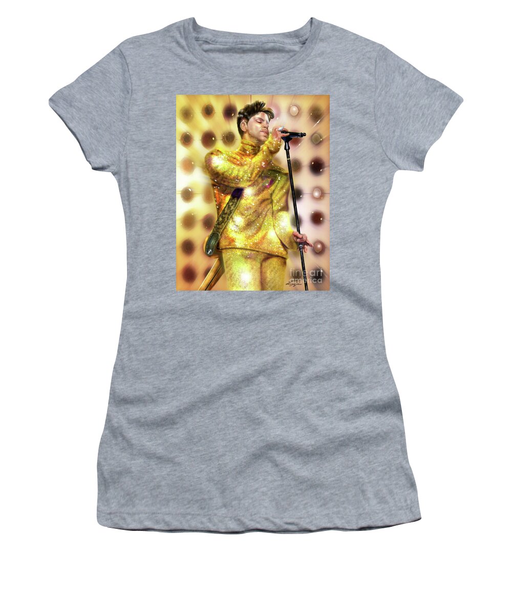 Prince Women's T-Shirt featuring the painting Diamonds And Pearls by Reggie Duffie