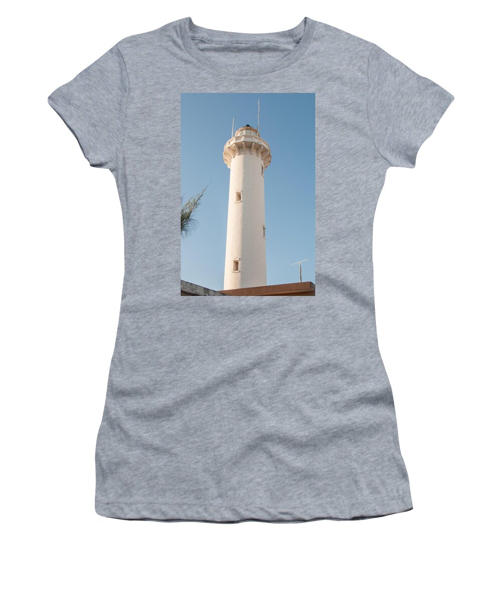 Mexico Yucatan Women's T-Shirt featuring the digital art Progresso Lighthouse tower by Carol Ailles