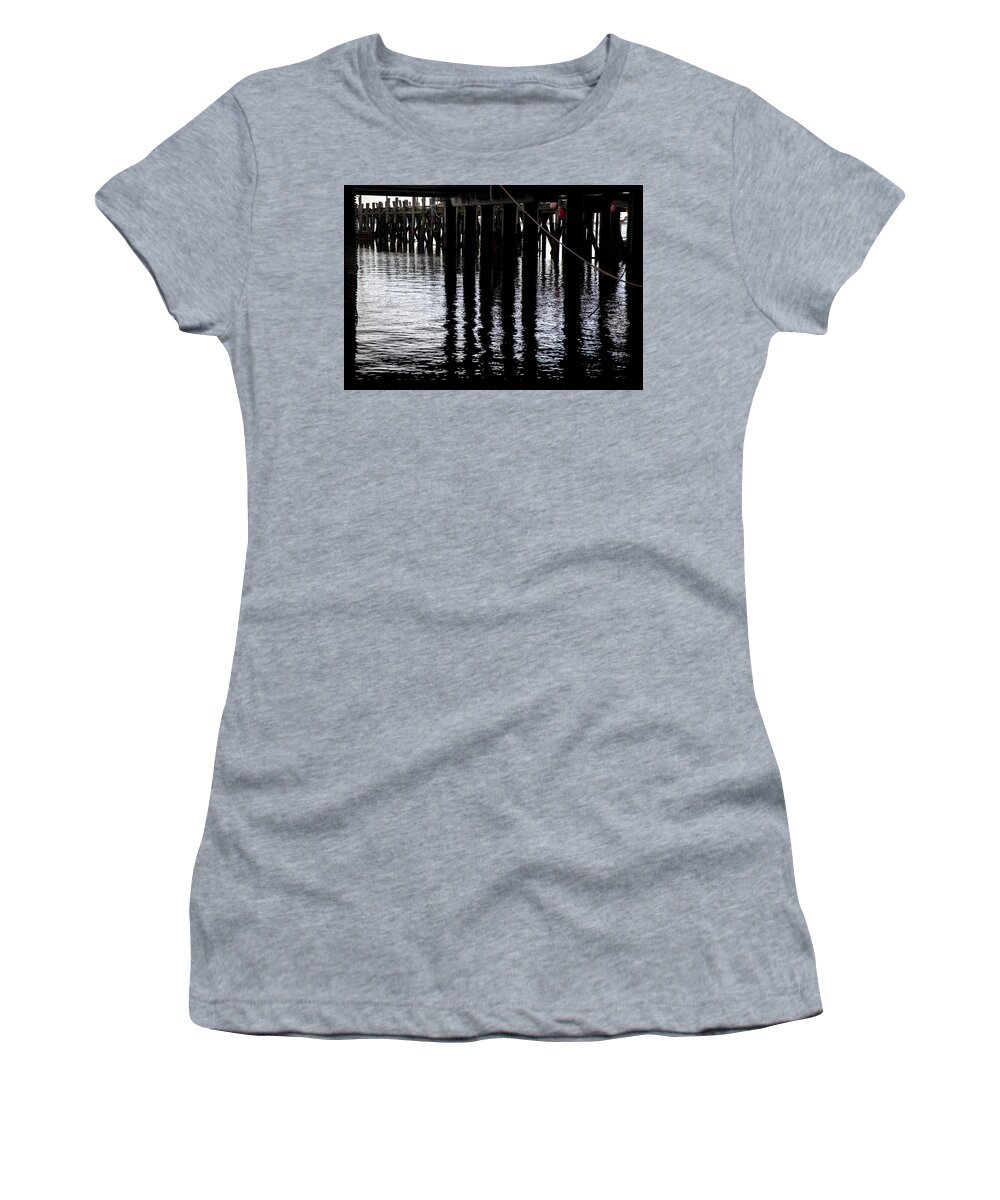 Charles Harden Women's T-Shirt featuring the photograph Provincetown Wharf Reflections by Charles Harden