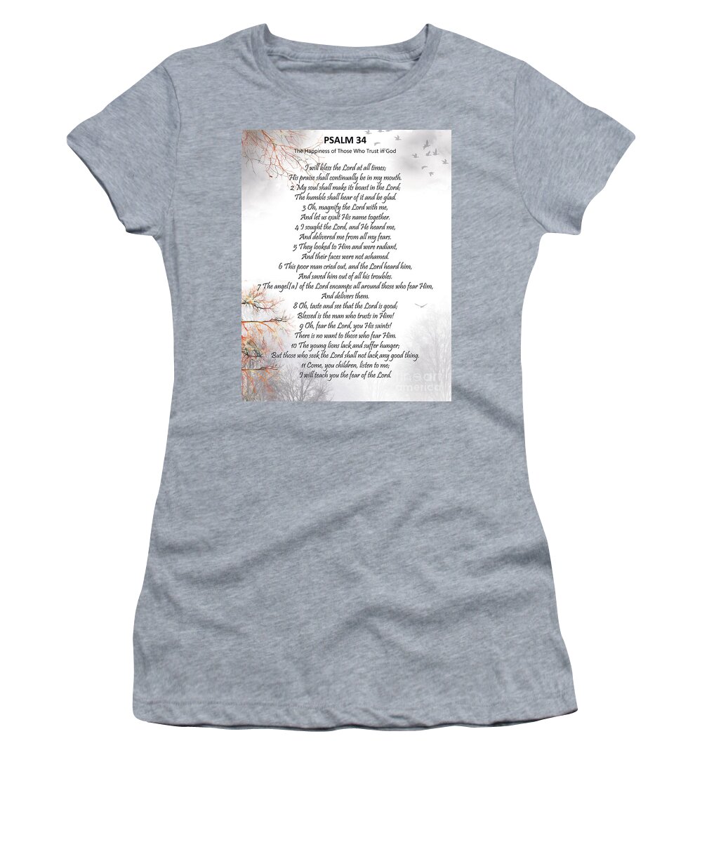 Psalm 34 Women's T-Shirt featuring the digital art Psalm 34 Pg 2 by Trilby Cole
