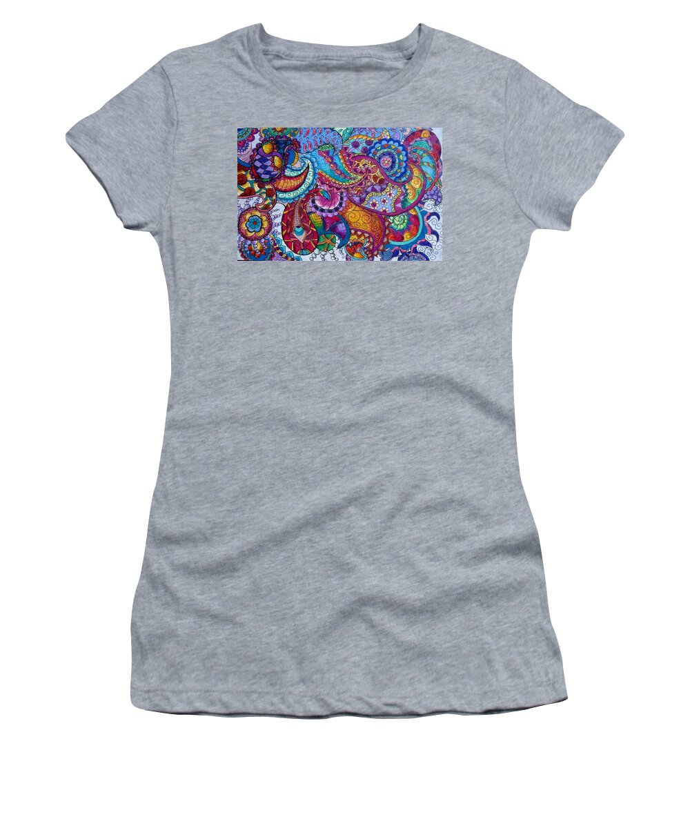 Abstract Women's T-Shirt featuring the drawing Psychedelic paisley by Megan Walsh