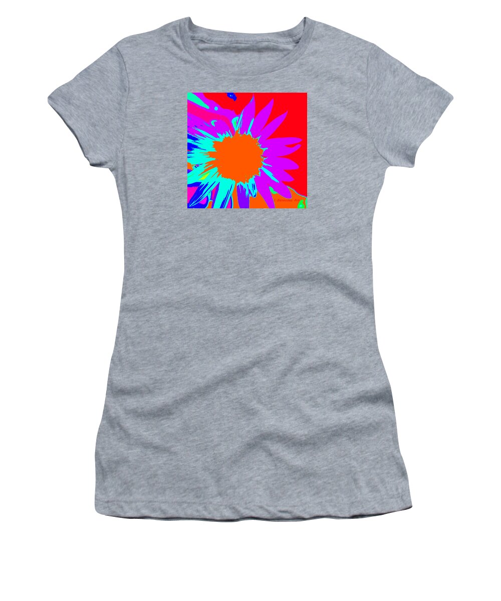 Flower Women's T-Shirt featuring the photograph Psychedelic Sunflower by Charles Benavidez